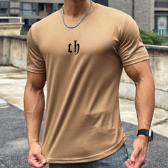Mesh quick drying breathable sports short sleeved men's T-shirt, running training, muscle fitness, basketball, iron dog, brother trendy brand