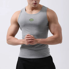 Western Blue Flower Element Sports Tank Top Men's Sleeveless Shoulder T-shirt Fitness Muscle Elasticity Speed Drying Brushing Iron Dog Brother Summer