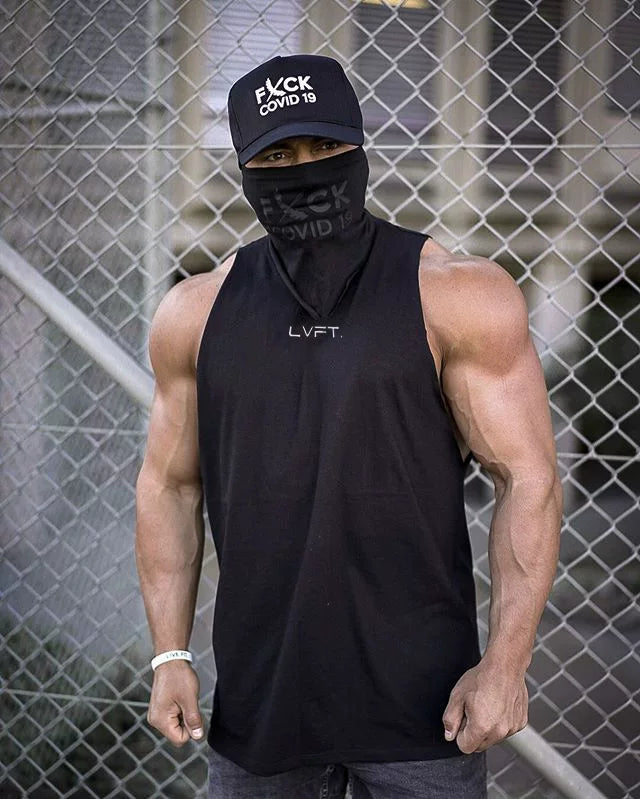 Fitness International Sports Tank Top Men's Shoulder Sleeveless T-shirt Muscle American Iron Training Running Trendy Brand Large Size