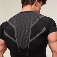 Sports Short sleeved Men's T-shirt Fitness Quick drying Breathable American Trendy Brand Muscle Brushing Iron Cuffs Round Neck Insert Shoulder Sleeve