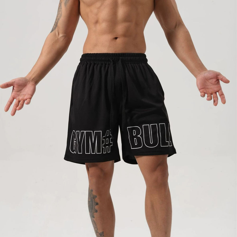 Mesh quick drying sports shorts, elastic breathable fitness pants, JSGJ brand men's training quarter length pants, polyester fiber shorts