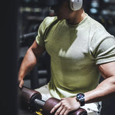 Heavy textured short sleeved men's T-shirt for sports, fitness, round neck, breathable, quick drying, muscle training, iron dog trend brand