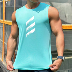 Sports vest breathable men's sleeveless mesh camisole fitness muscle rolling iron dog training basketball running stretch quick drying