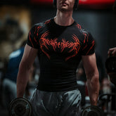 Sports short sleeved men's T-shirt, quick drying, breathable, fitness, stretch, running, muscle building, iron dog brother, American fashion brand