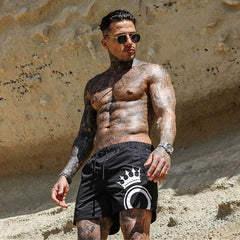 Sports pants, men's shorts, mid length shorts, cropped shorts, running, iron massage, elastic deep squat, fitness muscle type, American fashion brand, plus size
