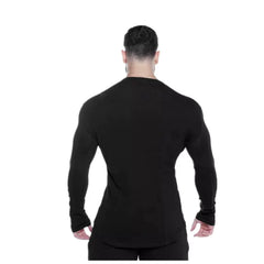 Sports hoodie men's fitness bodysuit long sleeved T-shirt base shirt muscle stretch breathable quick drying American thin plus size