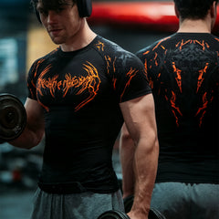 Sports short sleeved men's T-shirt, quick drying, breathable, fitness, stretch, running, muscle building, iron dog brother, American fashion brand