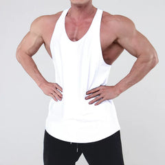Sports and fitness clothing, men's tank top, I-shaped solid color, American fashion brand, muscle massage, iron dog training, running, breathable and elastic