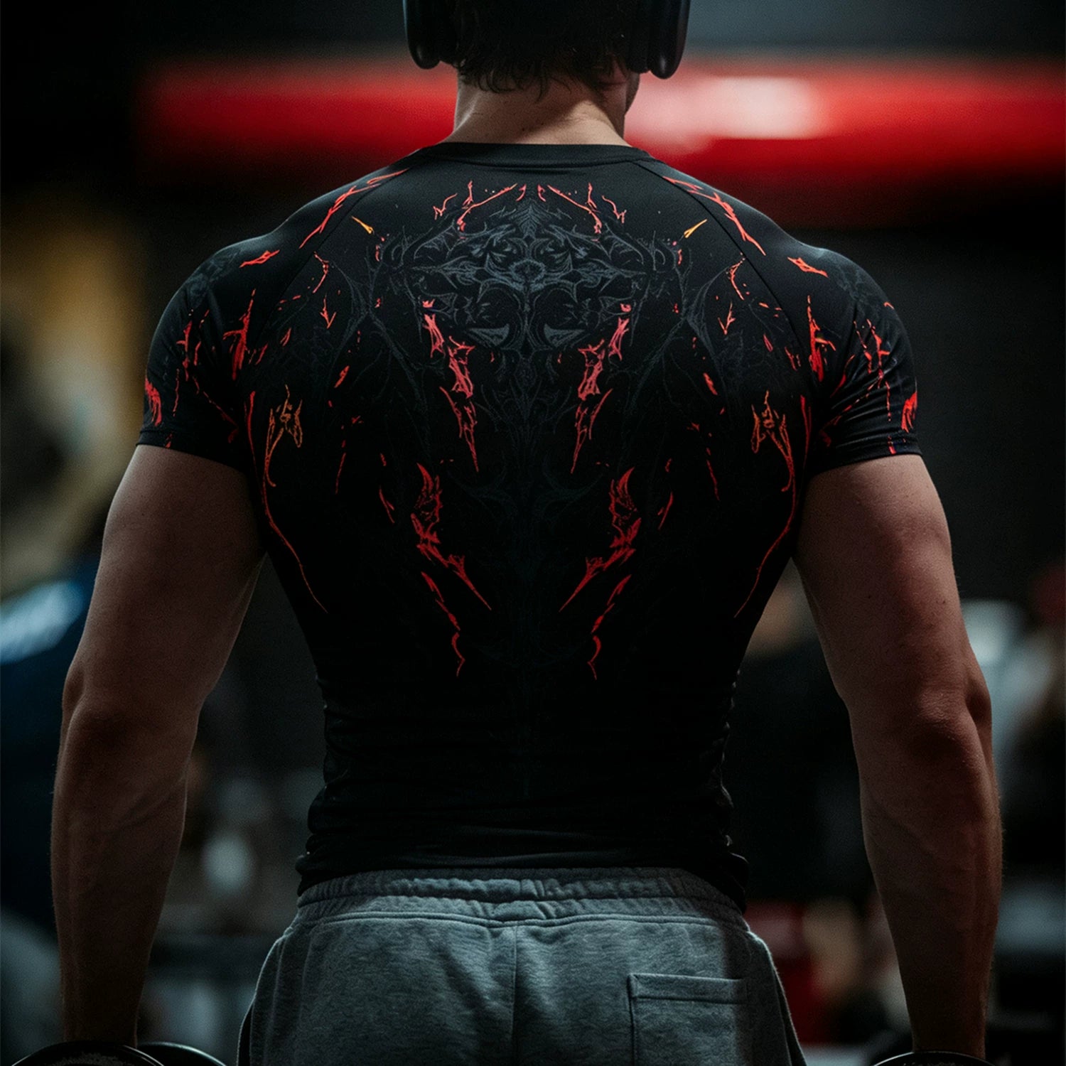 Sports short sleeved men's T-shirt, quick drying, breathable, fitness, stretch, running, muscle building, iron dog brother, American fashion brand