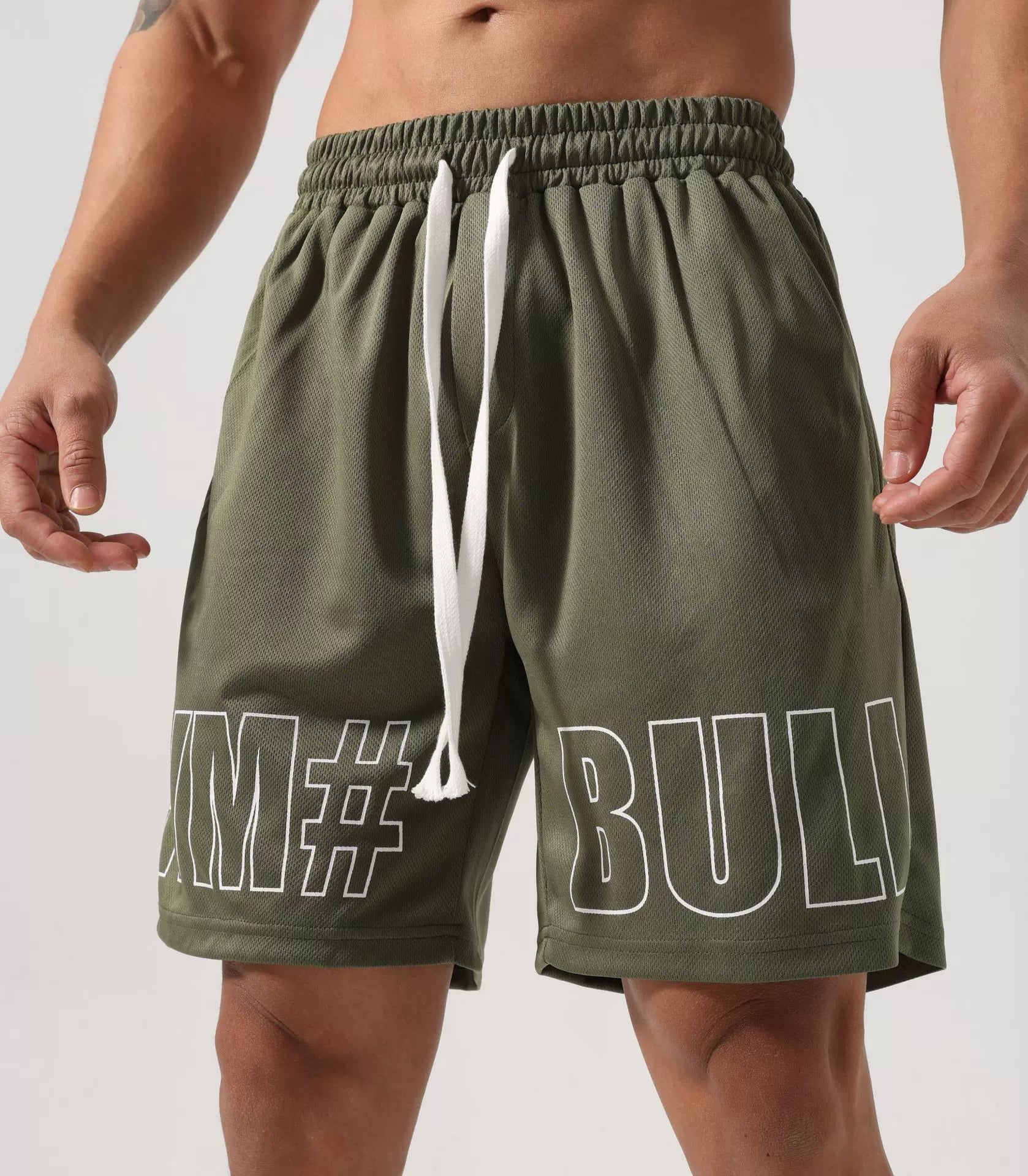 Mesh quick drying sports shorts, elastic breathable fitness pants, JSGJ brand men's training quarter length pants, polyester fiber shorts