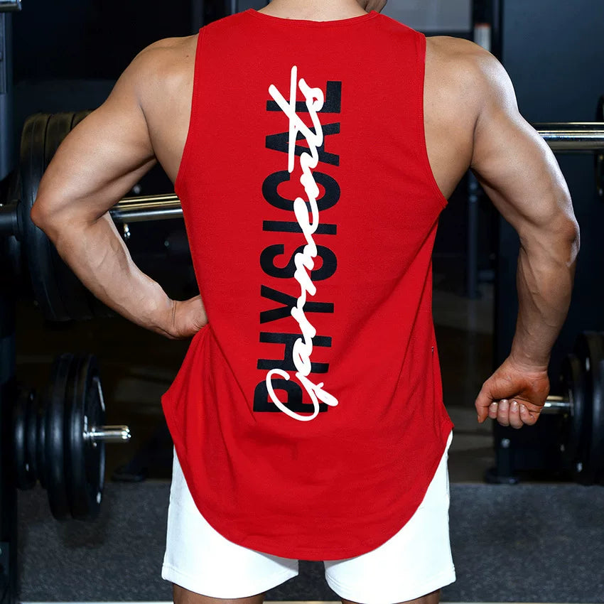 New Summer Sports Tank Top Men's Camshoulder Sleeveless Top Trendy Brand Ins Muscle American Dog Training Iron Large Size