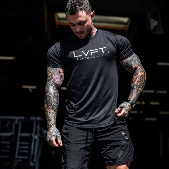 Summer new sports men's short sleeved T-shirt muscle fitness clothes, iron dog brothers, Meichao brand running training basketball