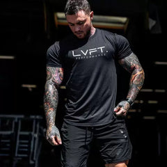 Summer new sports men's short sleeved T-shirt muscle fitness clothes, iron dog brothers, Meichao brand running training basketball