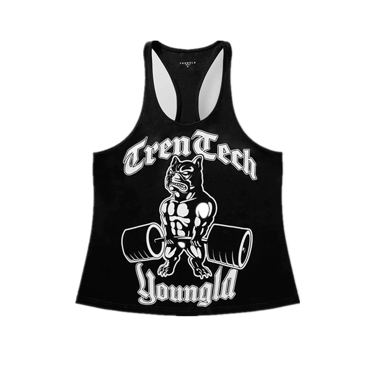 Sports vest, men's fitness suit, American trendy brand, muscle massage, iron dog, breathable, elastic, I-shaped, loose training, running