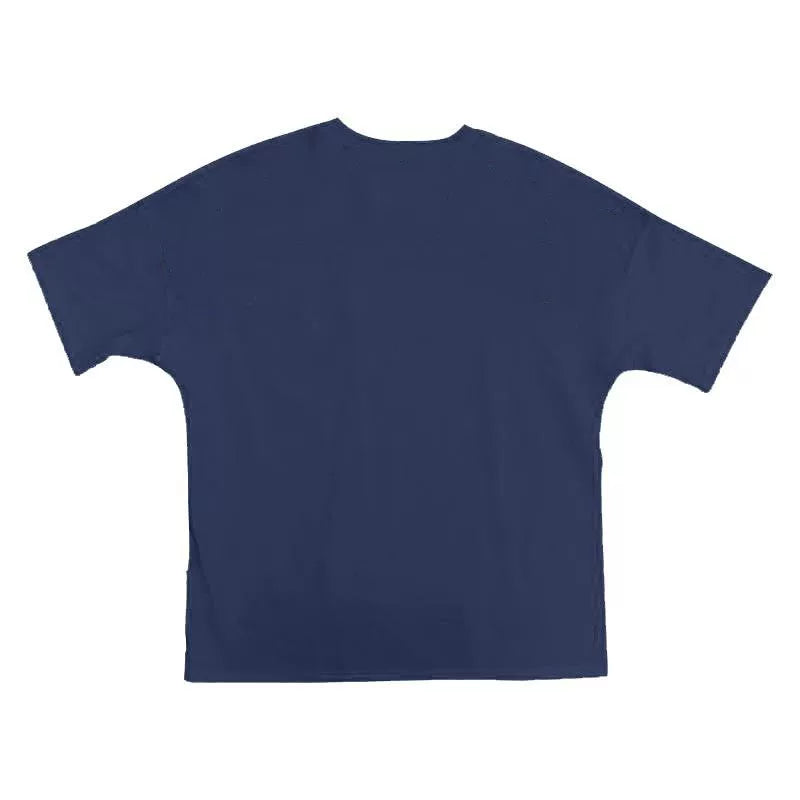 Sports short sleeved men's T-shirt loose fit fitness international solid color Korean version European and American style muscle rolling iron dog American trend plus size