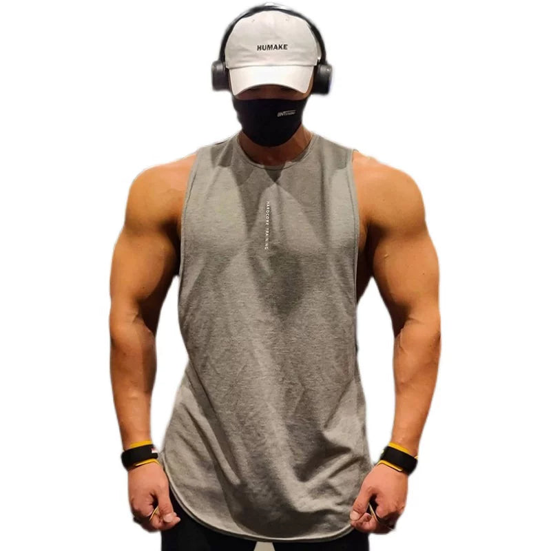 New sports and fitness clothes, men's vest, camisole, sleeveless equipment, super strong running, sweat wicking, breathable, muscle type, iron wave
