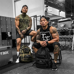 New sports vest men's shoulder T-shirt fitness muscle massage dog American style brother elastic pure cotton sleeveless large size