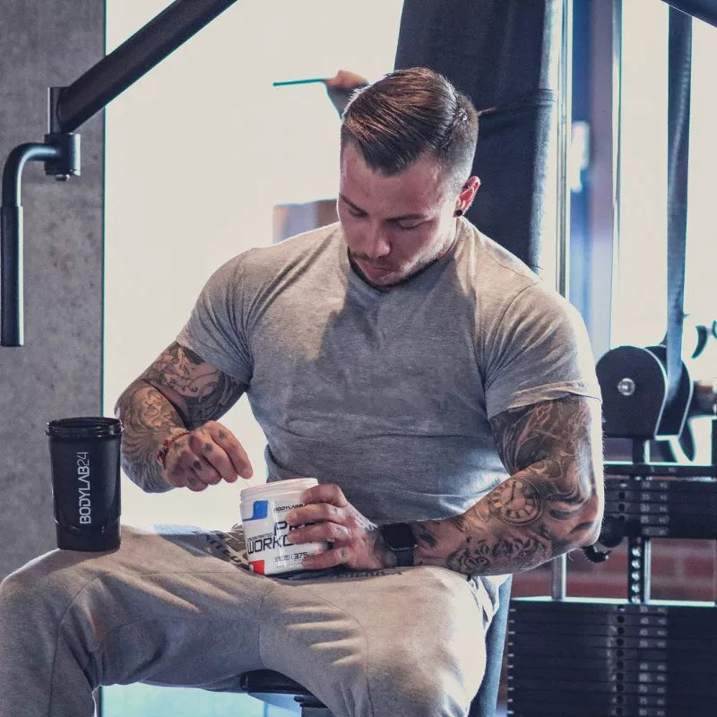 Fitness International Sports Short Sleeve Men's T-shirt Solid Color Pure Cotton Trendy Brand Fitness Muscle Type American Running Training Summer