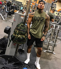 New sports vest men's shoulder T-shirt fitness muscle massage dog American style brother elastic pure cotton sleeveless large size