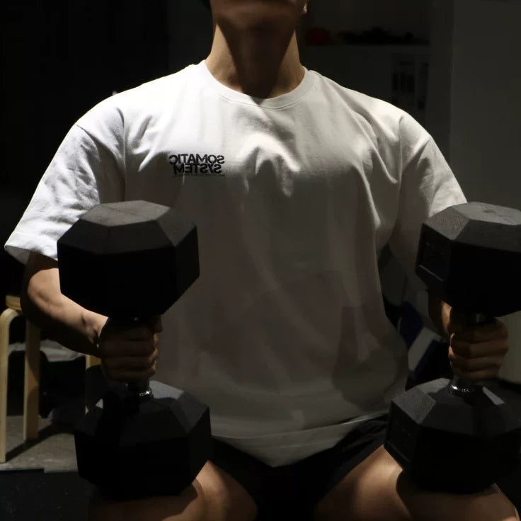 Sports short-sleeved men's T-shirt loose trendy brand fitness training muscle iron dog brothers summer thin version ins super hot