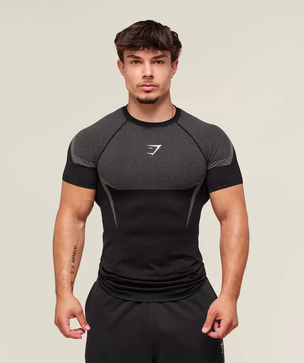 Sports Short sleeved Men's T-shirt Fitness Quick drying Breathable American Trendy Brand Muscle Brushing Iron Cuffs Round Neck Insert Shoulder Sleeve