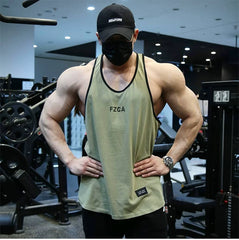Fitness International Sports Vest Men's Cross shaped Top Strap Iron Training Running Trendy T-shirt American Muscle