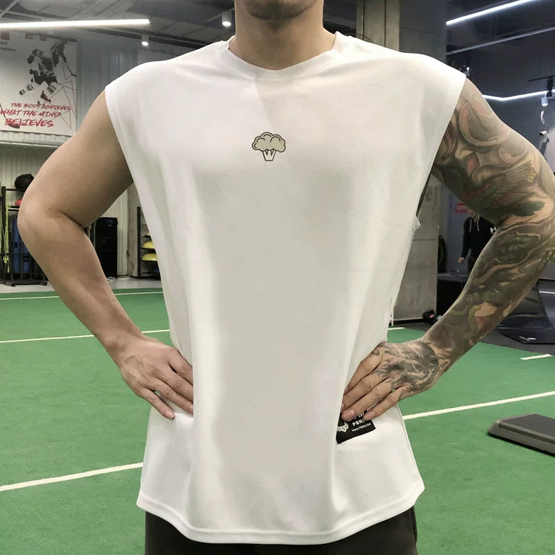 Western Blue Flower Element Sports Tank Top Men's Fitness Shirt, Shoulder, Sleeveless, Breathable, Speed Drying Training, Muscle Running, and Iron Dog Beating