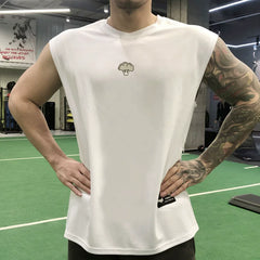 Western Blue Flower Element Sports Tank Top Men's Fitness Shirt, Shoulder, Sleeveless, Breathable, Speed Drying Training, Muscle Running, and Iron Dog Beating