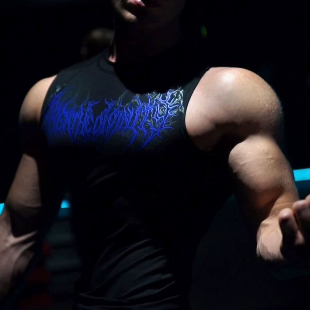 Sports shoulder sleeveless men's vest, quick drying elastic fitness clothes, tight fitting clothes, American trendy brand muscle massage dog brothers