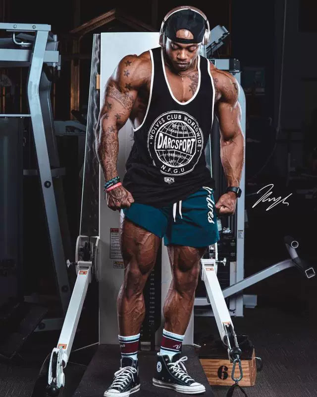 Fitness International Sports Pants Men's Shorts Mid Pants 5/5 Fast Drying Muscle American Dog Stretch Squat Trendy Brand Large