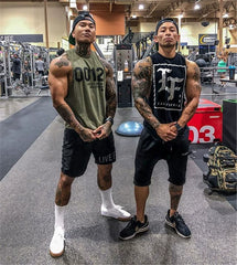 New sports vest men's shoulder T-shirt fitness muscle massage dog American style brother elastic pure cotton sleeveless large size