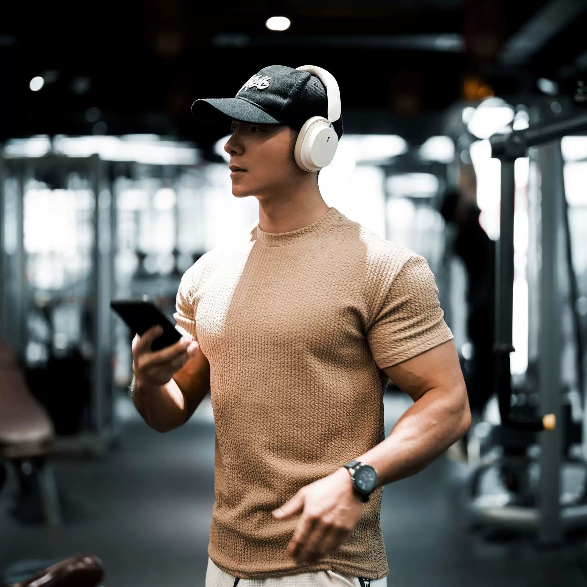 Heavy textured short sleeved men's T-shirt for sports, fitness, round neck, breathable, quick drying, muscle training, iron dog trend brand