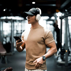 Heavy textured short sleeved men's T-shirt for sports, fitness, round neck, breathable, quick drying, muscle training, iron dog trend brand