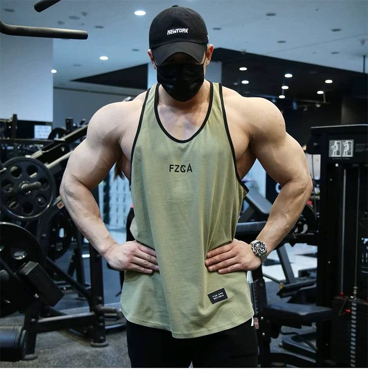 Fitness International Sports Vest Men's Cross shaped Top Strap Iron Training Running Trendy T-shirt American Muscle