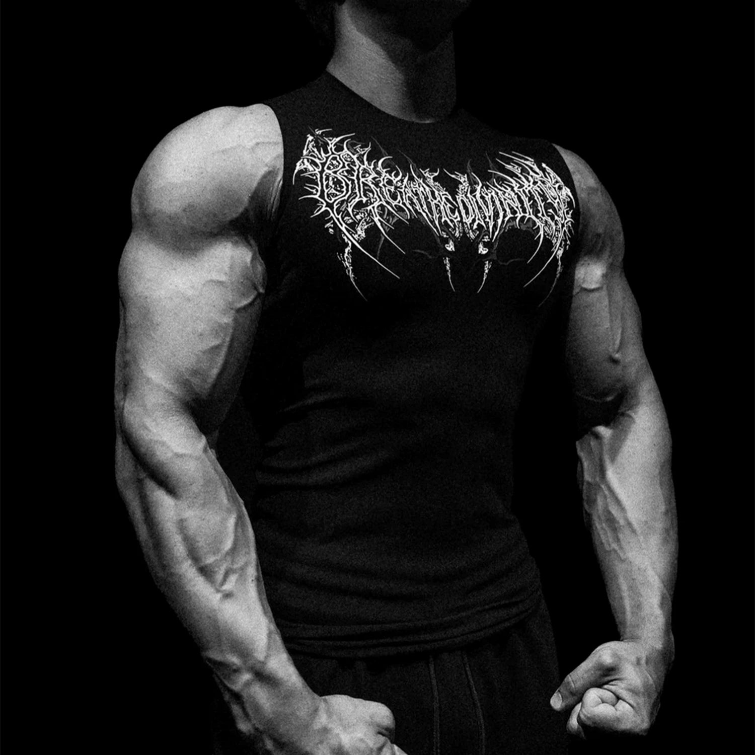 Sports shoulder sleeveless men's vest, quick drying elastic fitness clothes, tight fitting clothes, American trendy brand muscle massage dog brothers