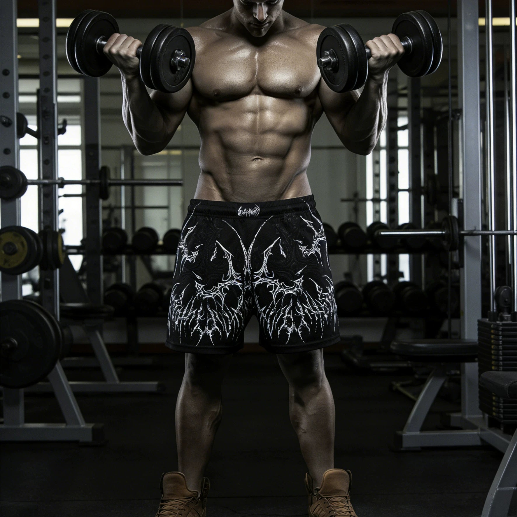 Sports shorts for men, quarter and five inch shorts, quick drying, breathable, elastic, running, exercise, squat, fitness, muscle building, American fashion brand