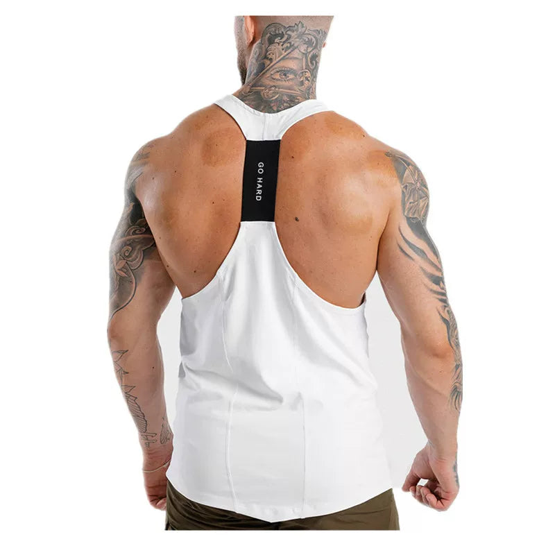 Sports and fitness clothing, men's vest, cross shaped camisole, sleeveless equipment, training, running, tight fitting, quick drying, elastic, plus size trend