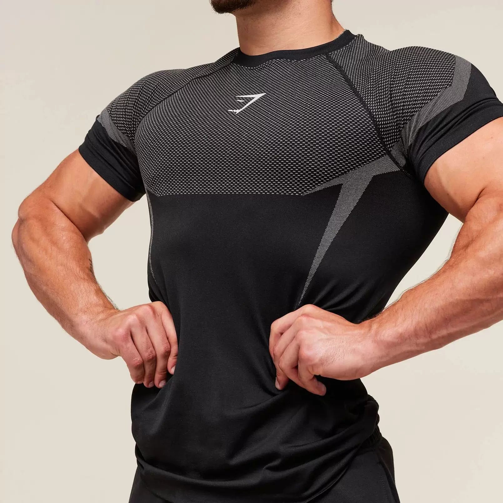 Sports Short sleeved Men's T-shirt Fitness Quick drying Breathable American Trendy Brand Muscle Brushing Iron Cuffs Round Neck Insert Shoulder Sleeve