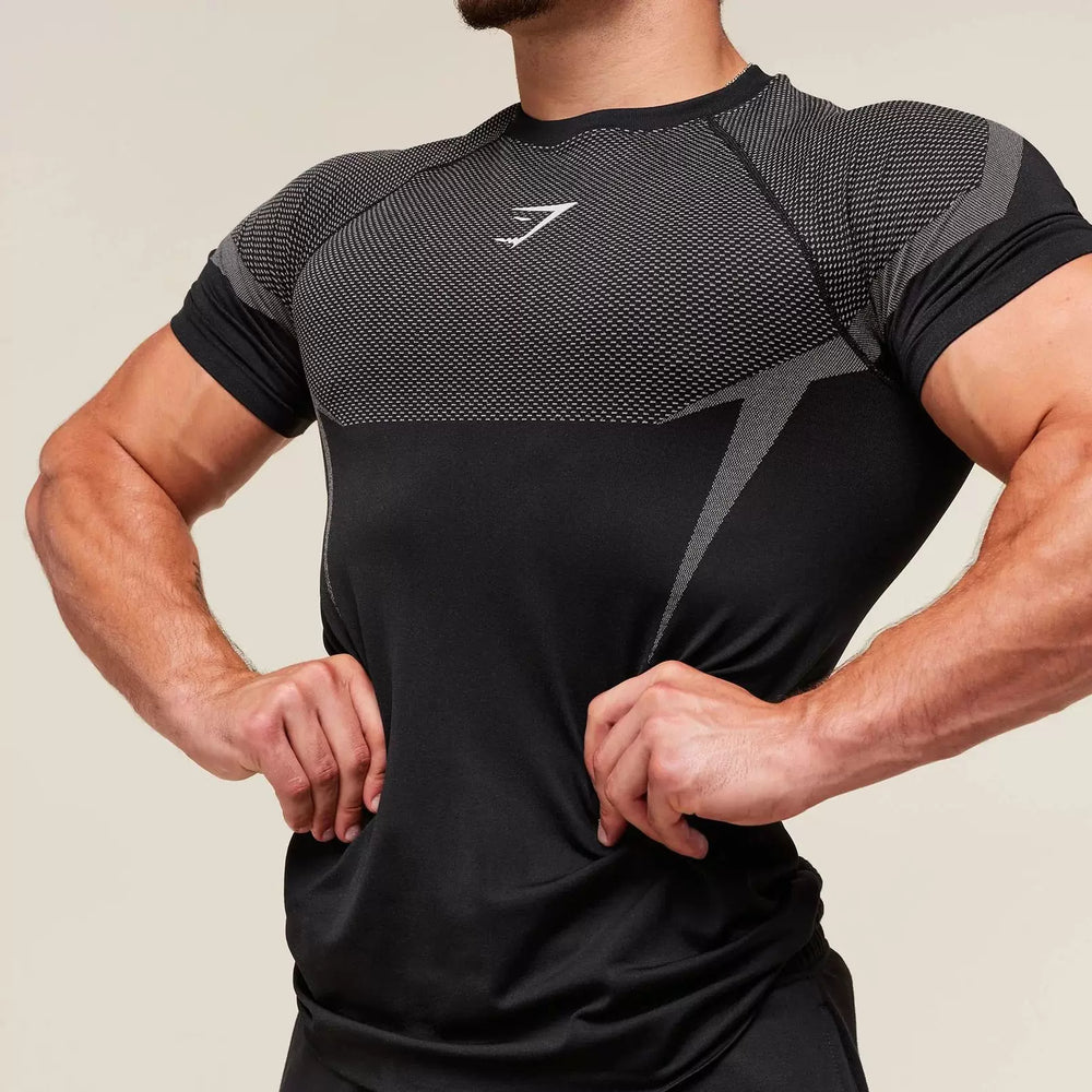 Sports Short sleeved Men's T-shirt Fitness Quick drying Breathable American Trendy Brand Muscle Brushing Iron Cuffs Round Neck Insert Shoulder Sleeve
