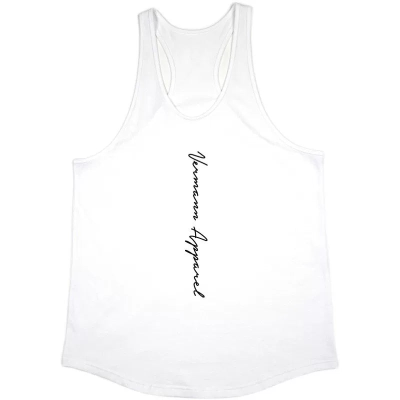 Sports vest, men's sleeveless top, camisole, fitness suit, muscle massage, iron dog, elastic quick drying, cross shaped breathable trendy brand