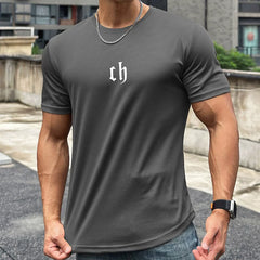 Mesh quick drying breathable sports short sleeved men's T-shirt, running training, muscle fitness, basketball, iron dog, brother trendy brand