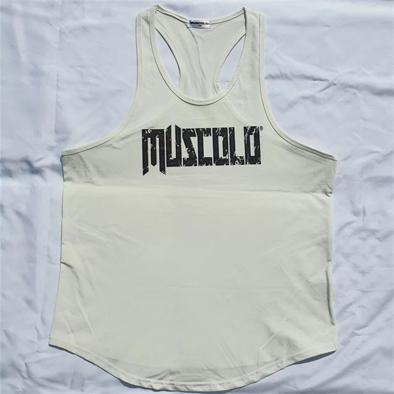 New Summer Sports Tank Top Men's Fitness Shirt Running Training Muscle Fitness Gym Roll Iron Dog Trendy Brand Brother Breathable