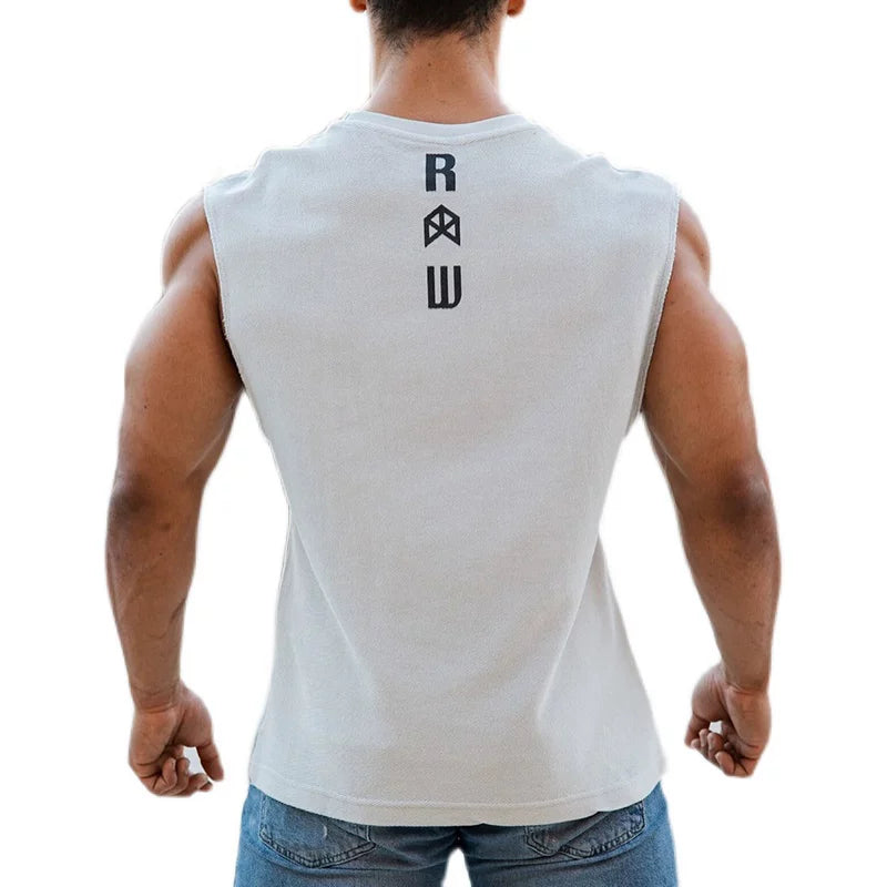 Sports and fitness clothes, men's camisole, wide shoulder vest, sleeveless T-shirt, trendy American style muscle training, iron dog, brothers, loose fit