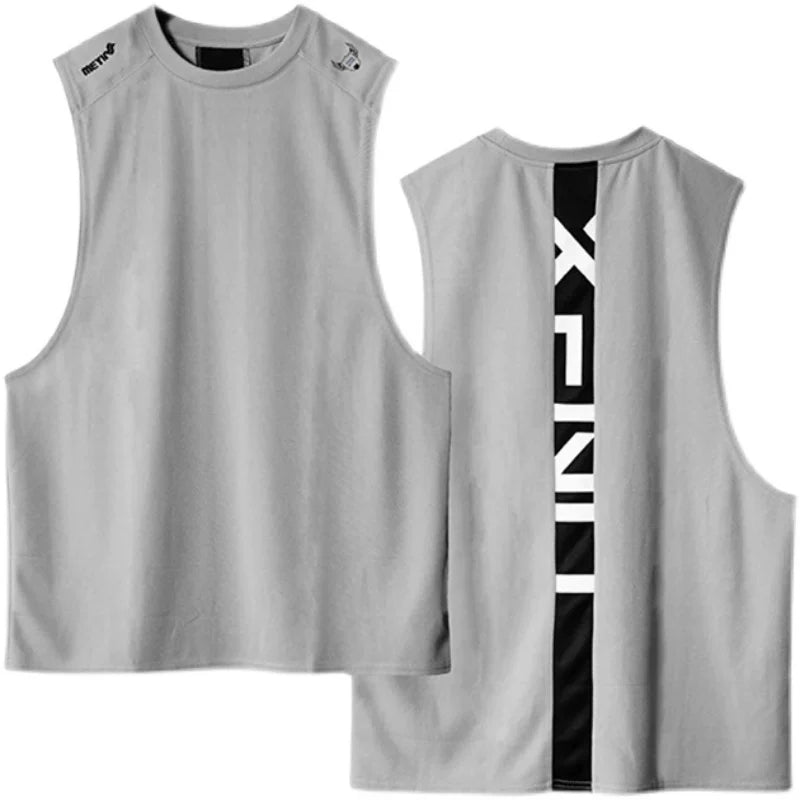 Sports vest for men, sleeveless, quick drying, breathable mesh fabric, fitness muscle training, basketball, iron dog, trendy brand