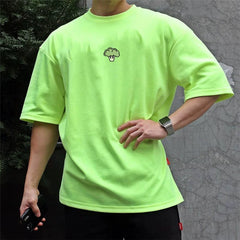 男子健身短袖T恤弹力透气健身上衣大码夏季运动上衣肌肉型男潮流运动服