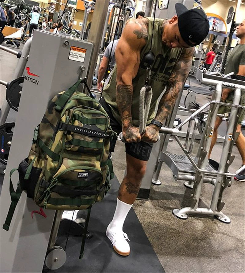 New sports vest men's shoulder T-shirt fitness muscle massage dog American style brother elastic pure cotton sleeveless large size