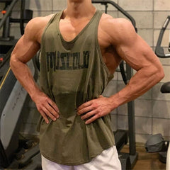 New Summer Sports Tank Top Men's Fitness Shirt Running Training Muscle Fitness Gym Roll Iron Dog Trendy Brand Brother Breathable