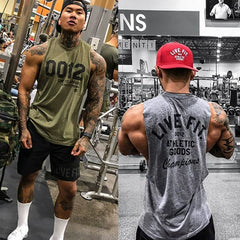 New sports vest for men, fitness camisole, muscle type, iron wave brand, running breathable T-shirt, elastic sleeveless large size