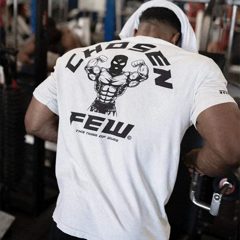 Fitness International New Summer Sports Short sleeved Men's T-shirt Elastic Cotton Loose Top Muscle Training Running Trendy Brand
