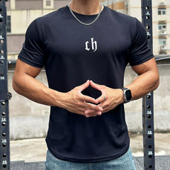 Mesh quick drying breathable sports short sleeved men's T-shirt, running training, muscle fitness, basketball, iron dog, brother trendy brand